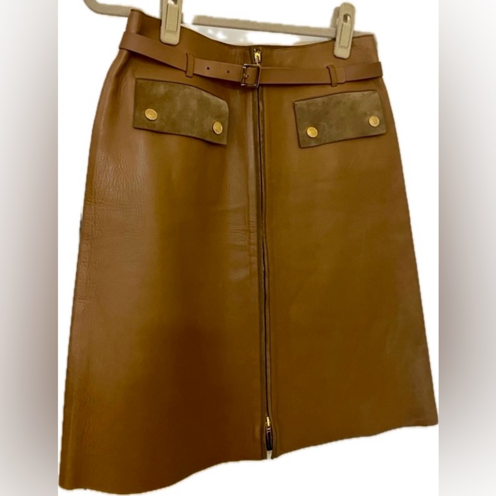 Exquisite Vintage Gucci Rich Camel or Tan Leather Skirt XS